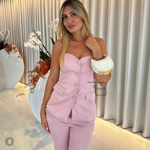 ZARA FLARED SATIN PANTS PINK - Picture 11 of 13